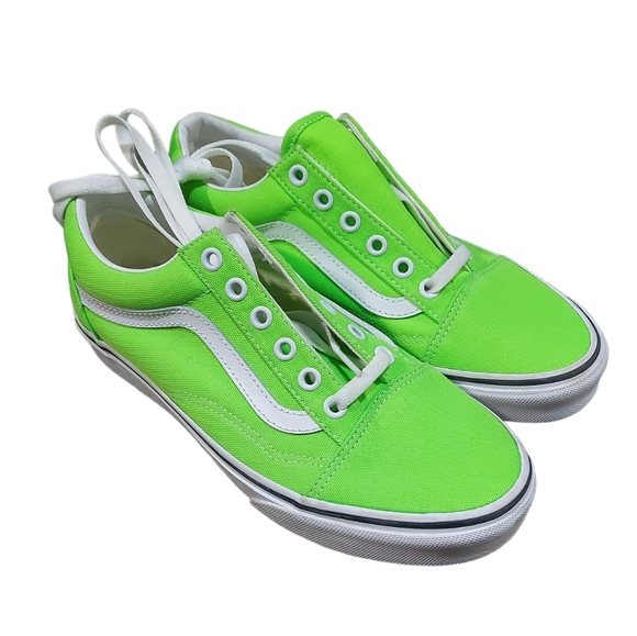 Vans Old Skool Skate Shoes Sneakers Neon Green True White Mens
